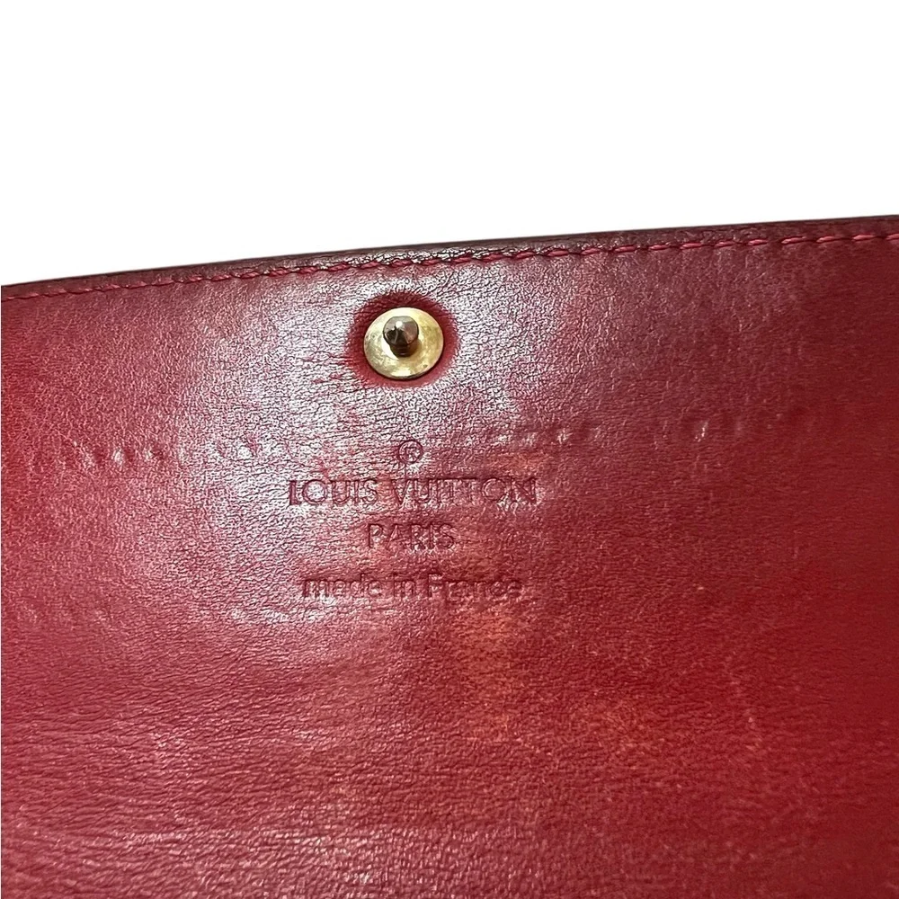 Louis Vuitton Sara Vernis Red Embossed Women's long wallet